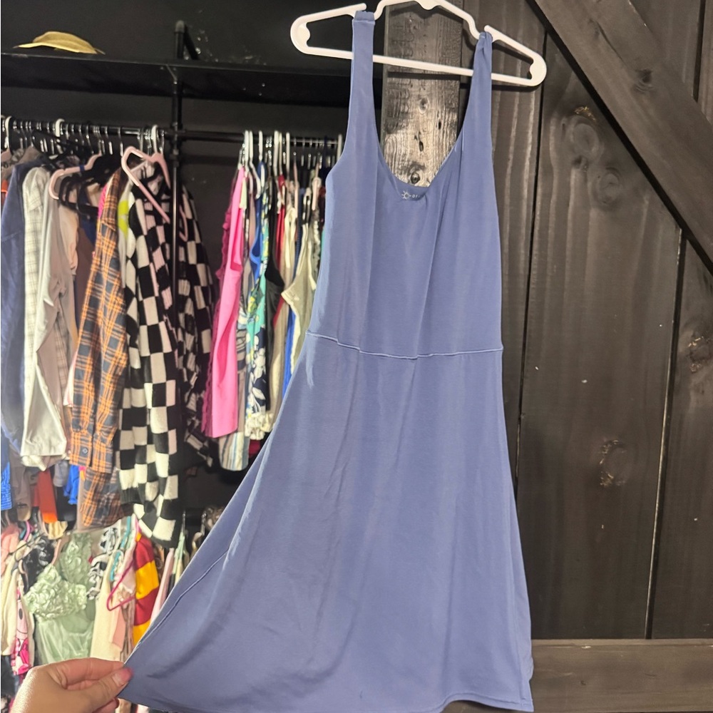 Sleeveless Light Blue Mini Dress with Scoop Neck